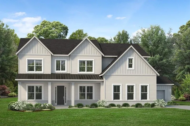 Front Elevation Rendering Modern Farmhouse with Full Front Porch