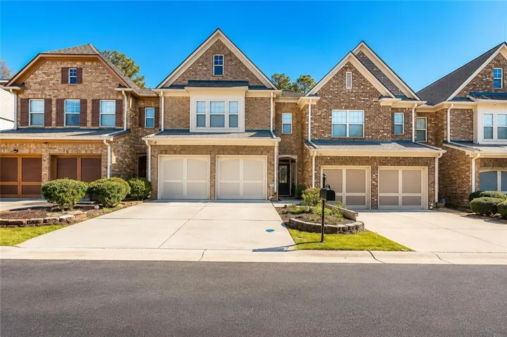 Brick exterior with gabled roof lines