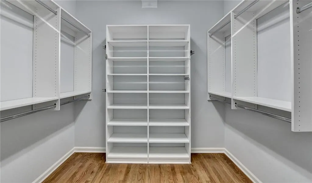 Primary closet with shelving system