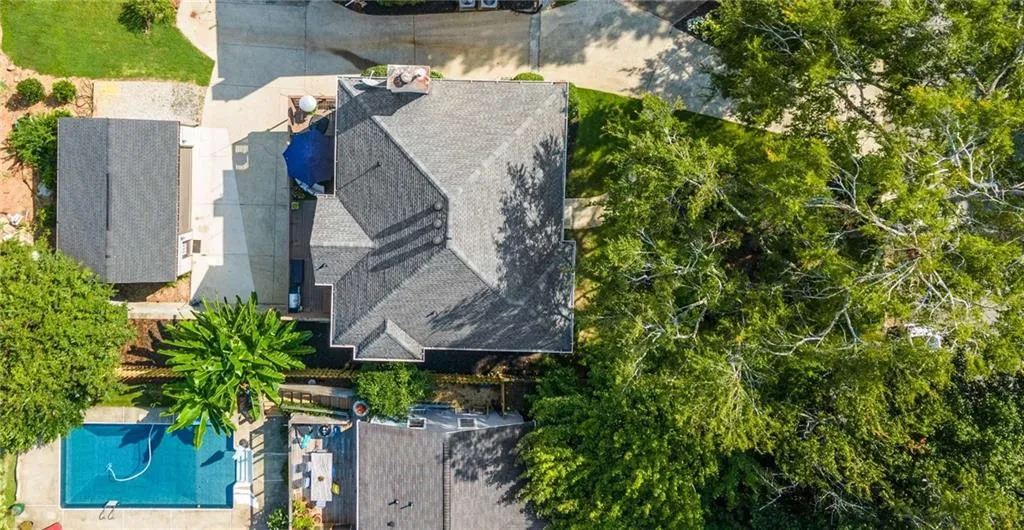 Aerial view of a pool area