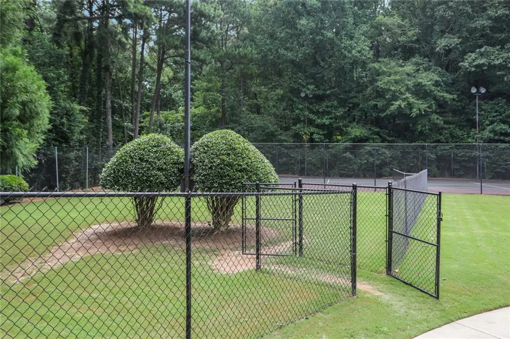 Enjoy tennis and a fenced dog park.
