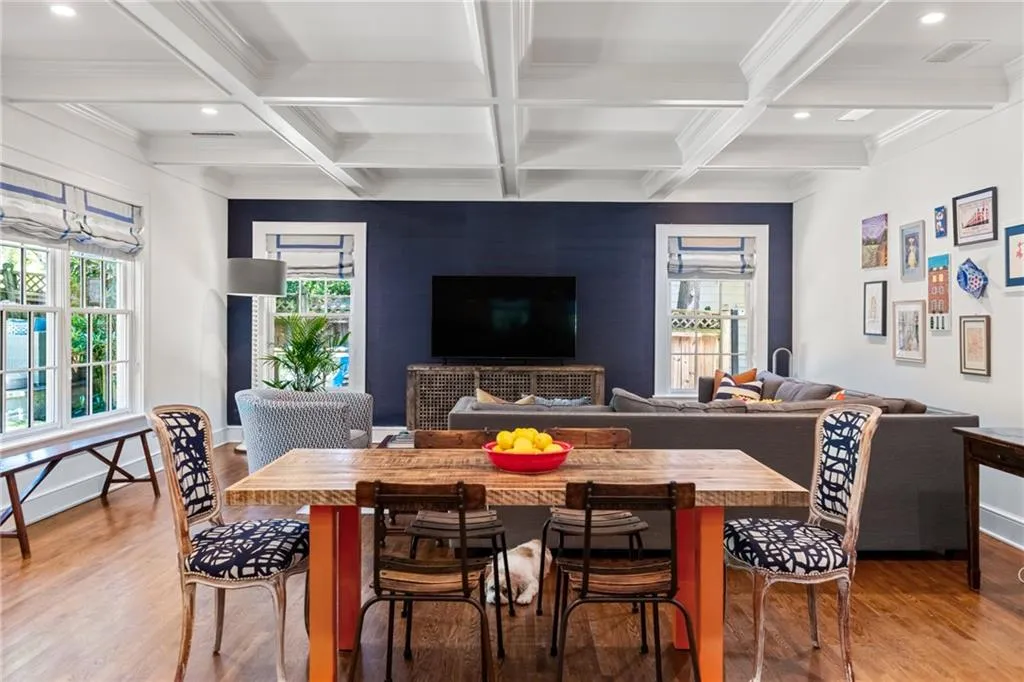 Open concept with coffered ceilings