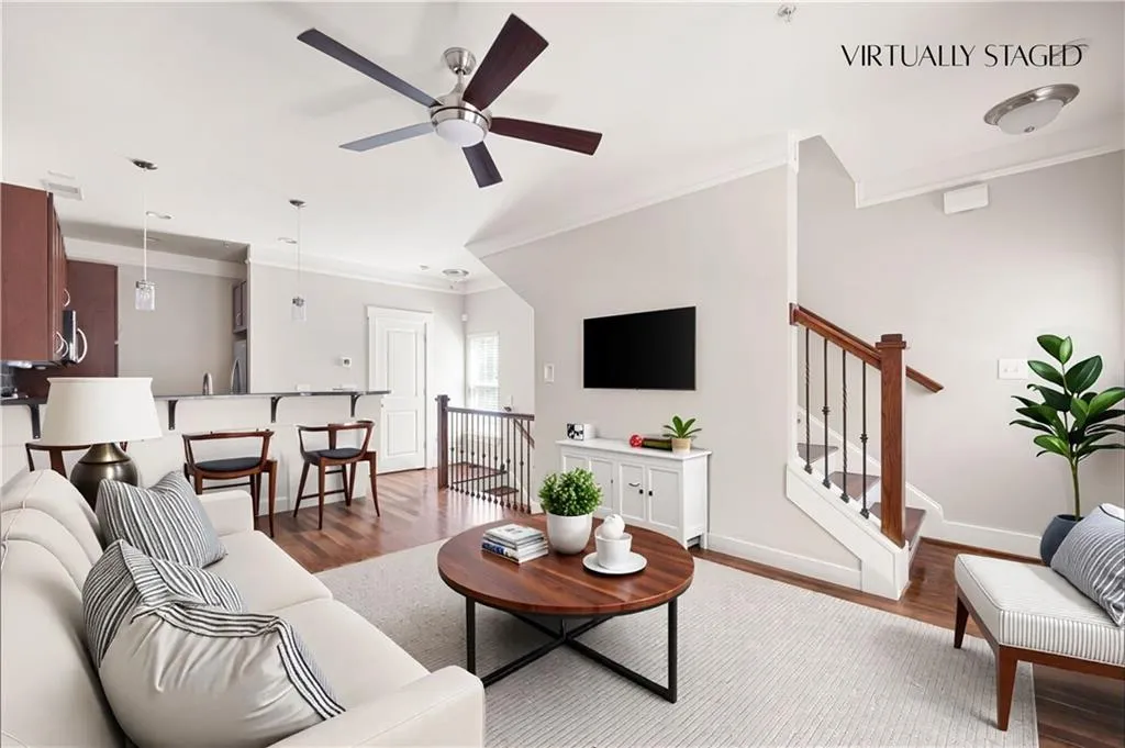 Virtually Staged Living Room/Kitchen Open Concept Living