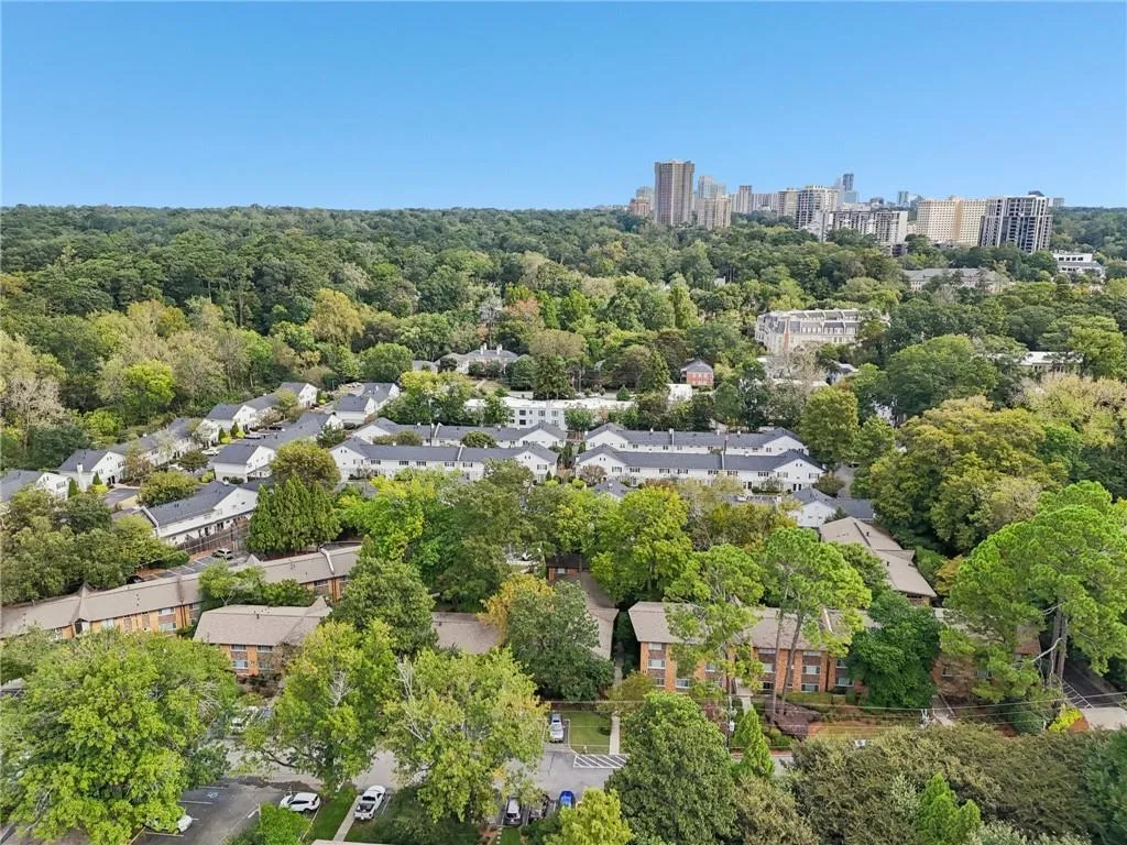 Drone / aerial view of city skyline