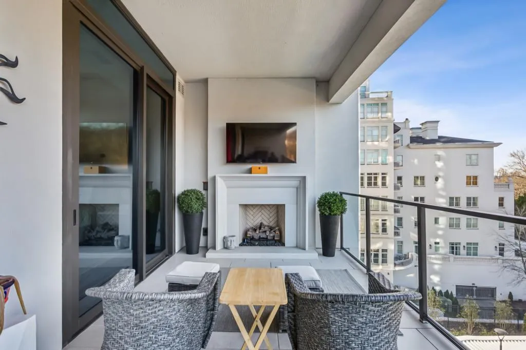 Relax fireside on the patio.