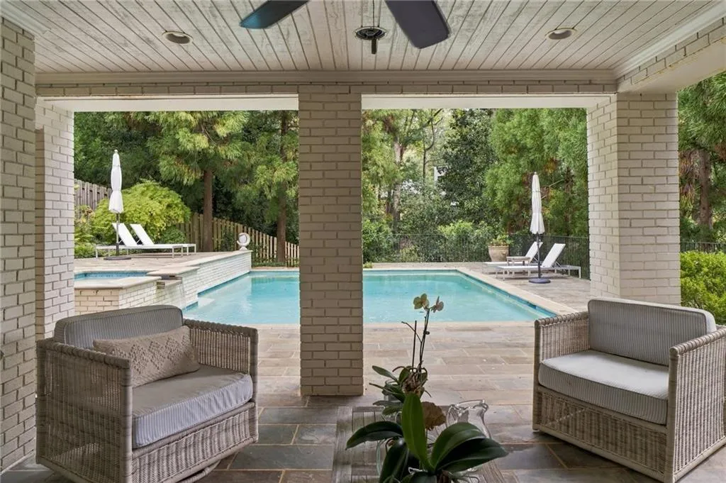 Covered porch off terrace level