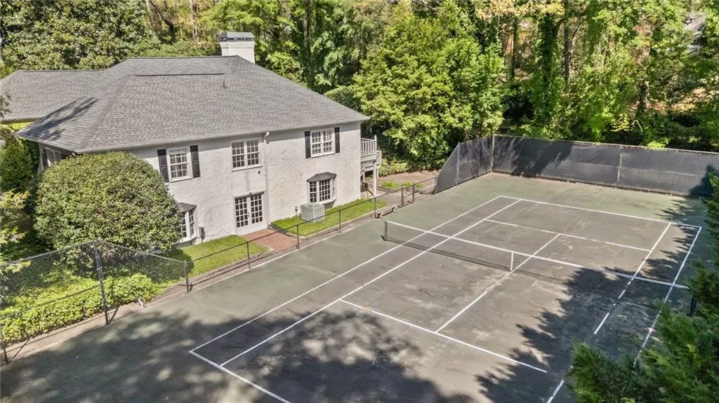 View of tennis court