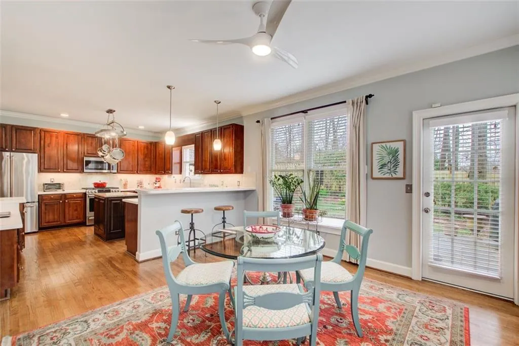 Stunning Kitchen with Keeping Room with view to gorgeous backyard