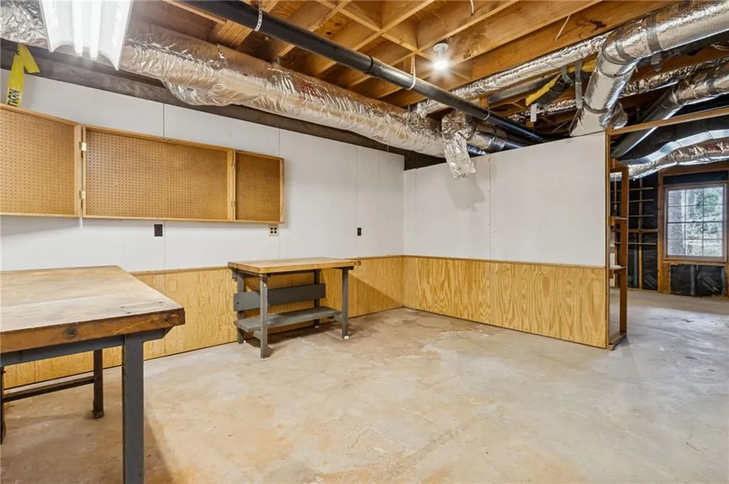 Below grade area with wooden walls