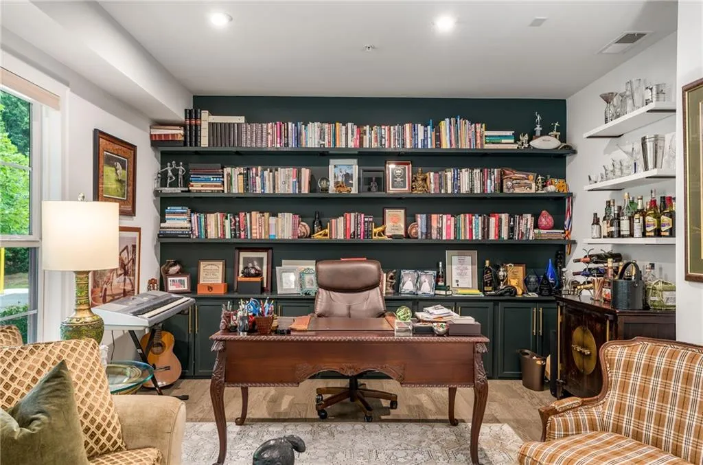 Home office featuring light wood-type flooring