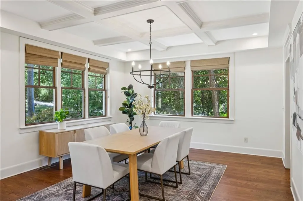 Coffered ceiling formal dining room