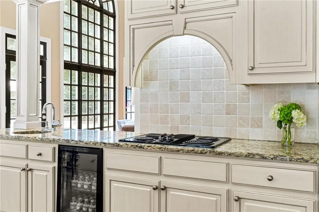 Great view from kitchen to family room and pool.