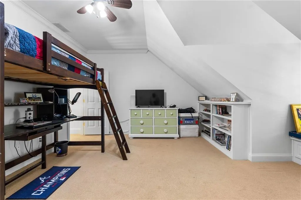 Upstairs bedroom #2. This angle shows entering the room from the bathroom.