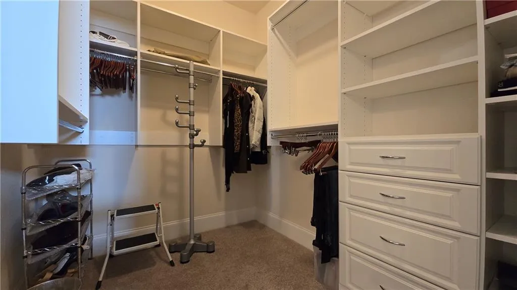Spacious closet with carpet floors