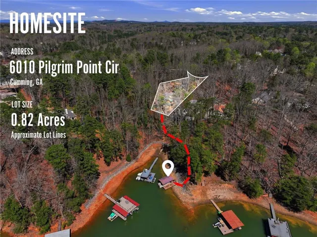View of property location featuring property parcel outlined and a nearby body of water