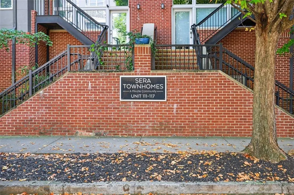Exterior view of stairway and brick siding