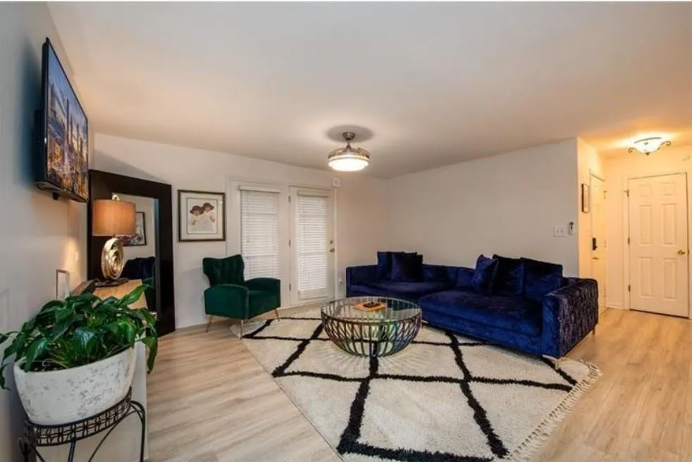 Living room featuring light wood-type flooring