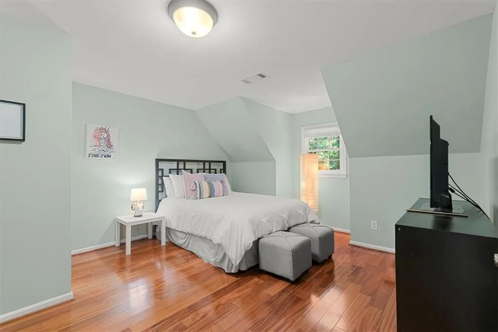 Upstairs Bedroom with hardwood floors