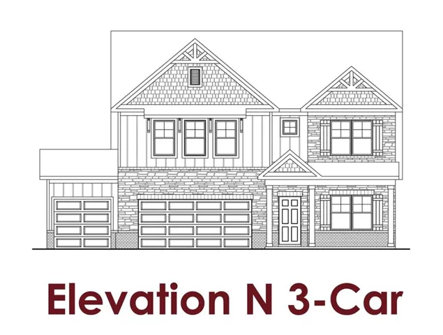 Architectural Drawing. Illustrating the "N 3-Car" elevation of the property