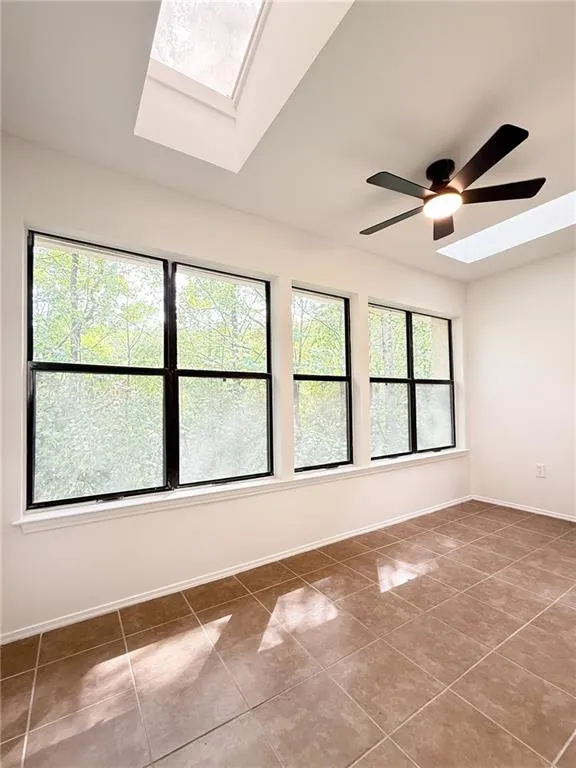 Serene wooded view from office