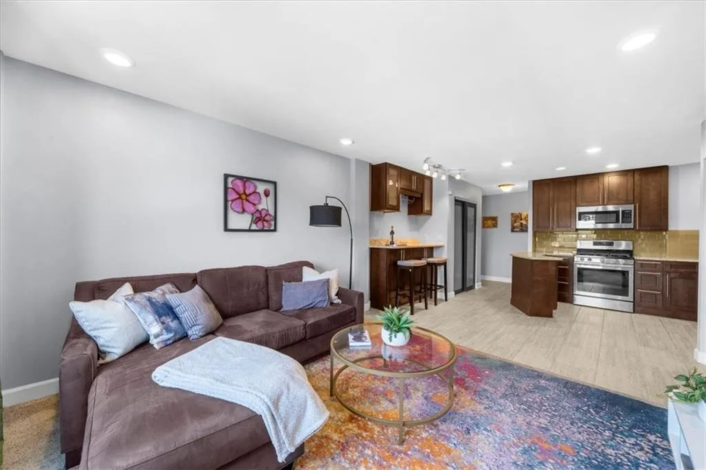 Living room featuring recessed lighting