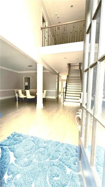 Two-story foyer.