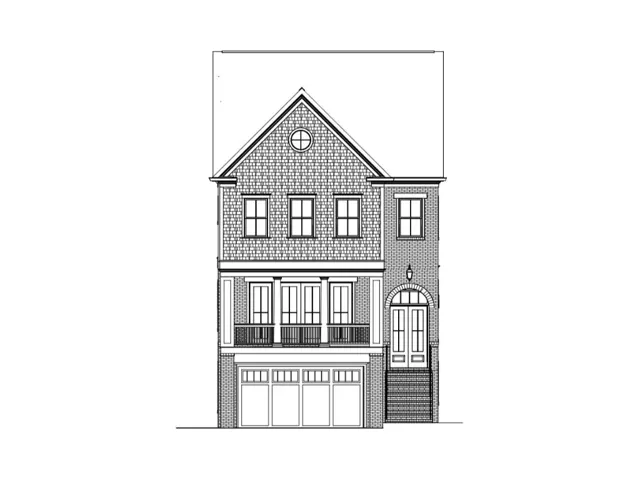 Architectural Drawing. Front elevation of the property, displaying structural and design elements