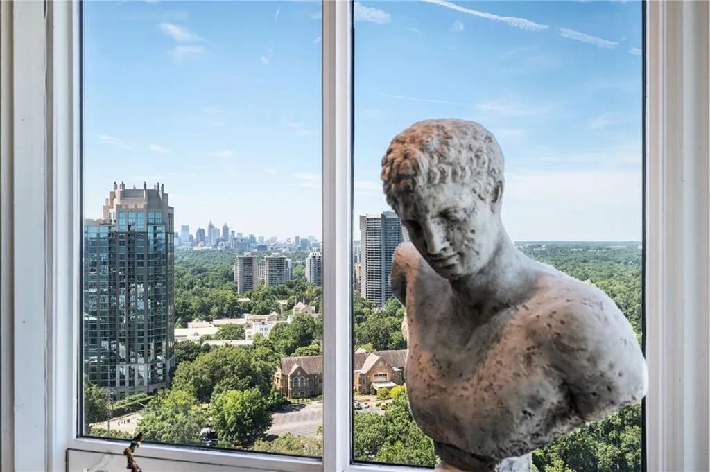 Detailed view of city skyline