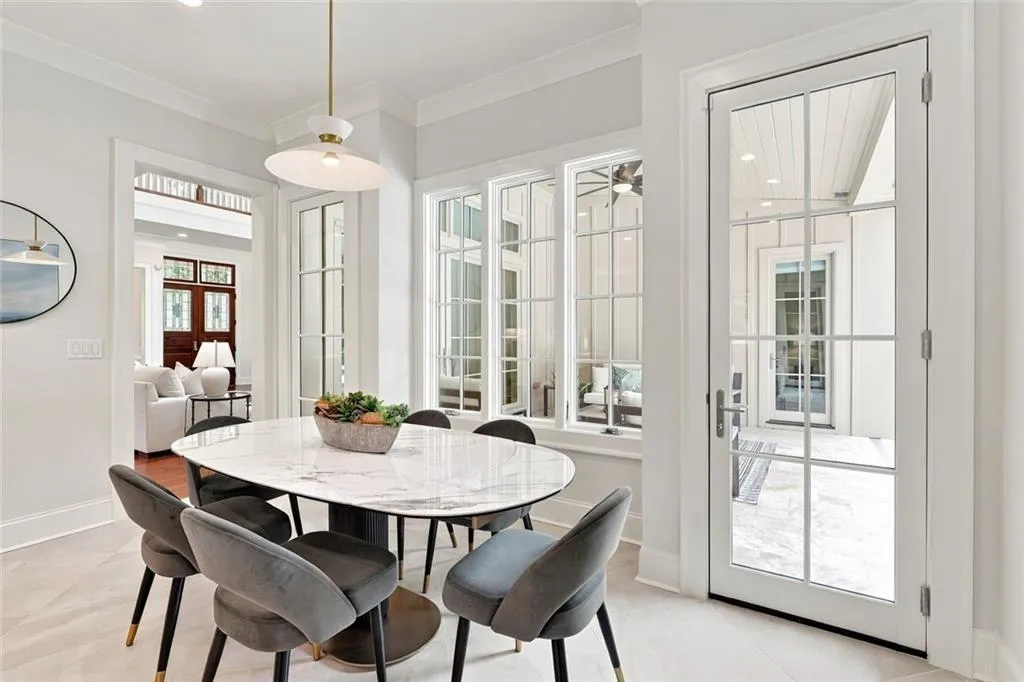 Breakfast, entry to Great Room, Front Door, Patio and Master on Main across the Patio