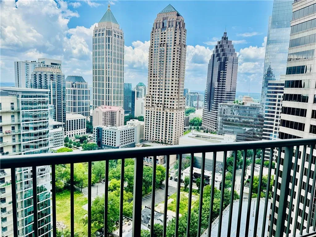 Balcony with a skyline view