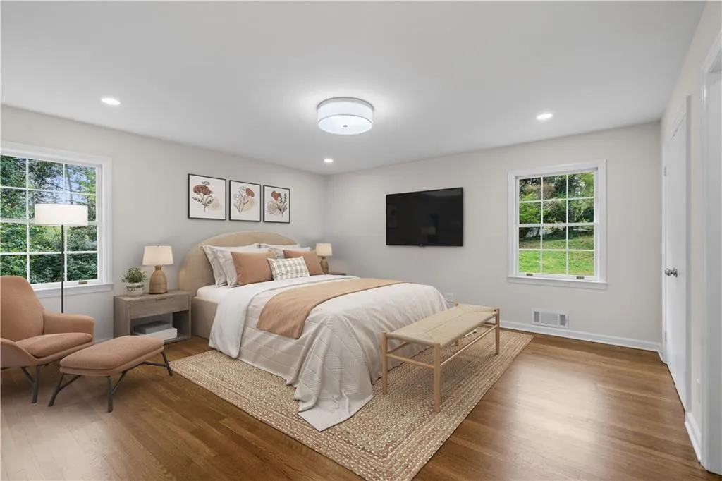 Private view is a plus and plenty of room for multiple furniture configurations. Virtually staged.