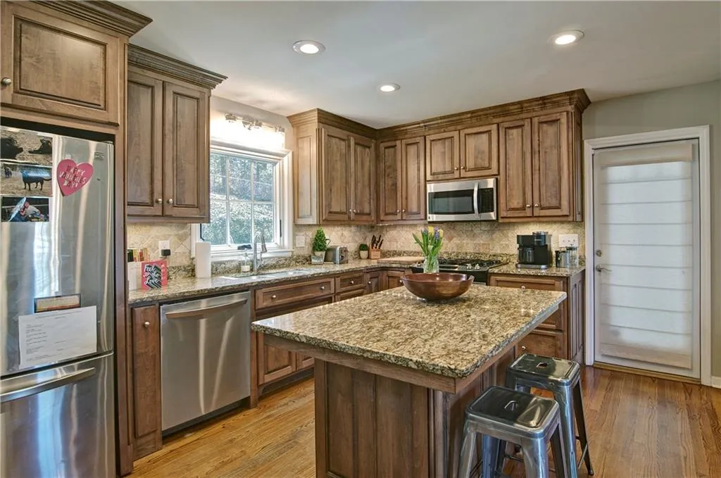 Island, Custom Stained Cabinetry
