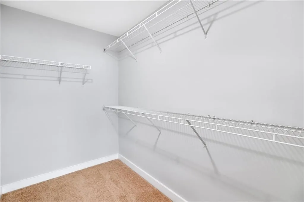 Walk in closet with light carpet