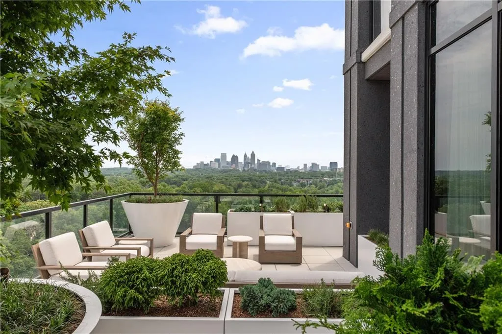 Outdoor terrace with downtown views