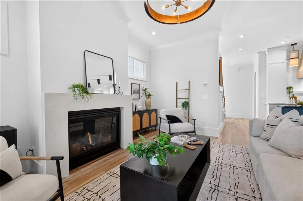 Contemporary fireplace with a minimalist mantel