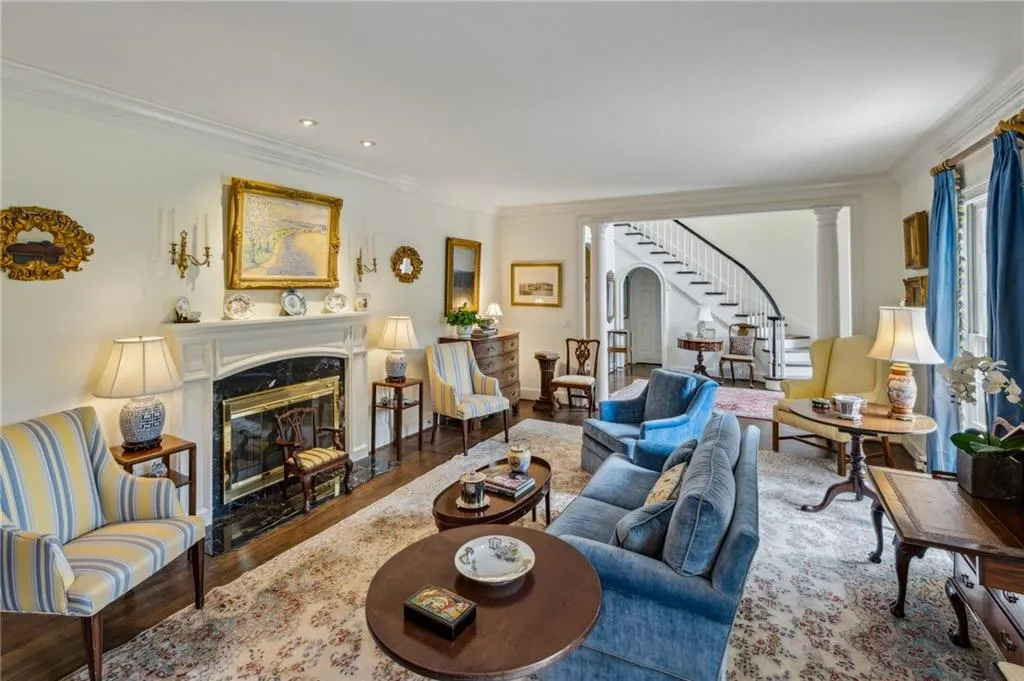 Formal living room with fireplace