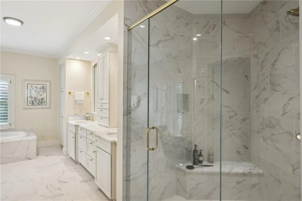 Elegant marble bath - renovated in 2015