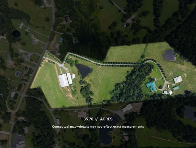 Full aerial view of 35.76 acres