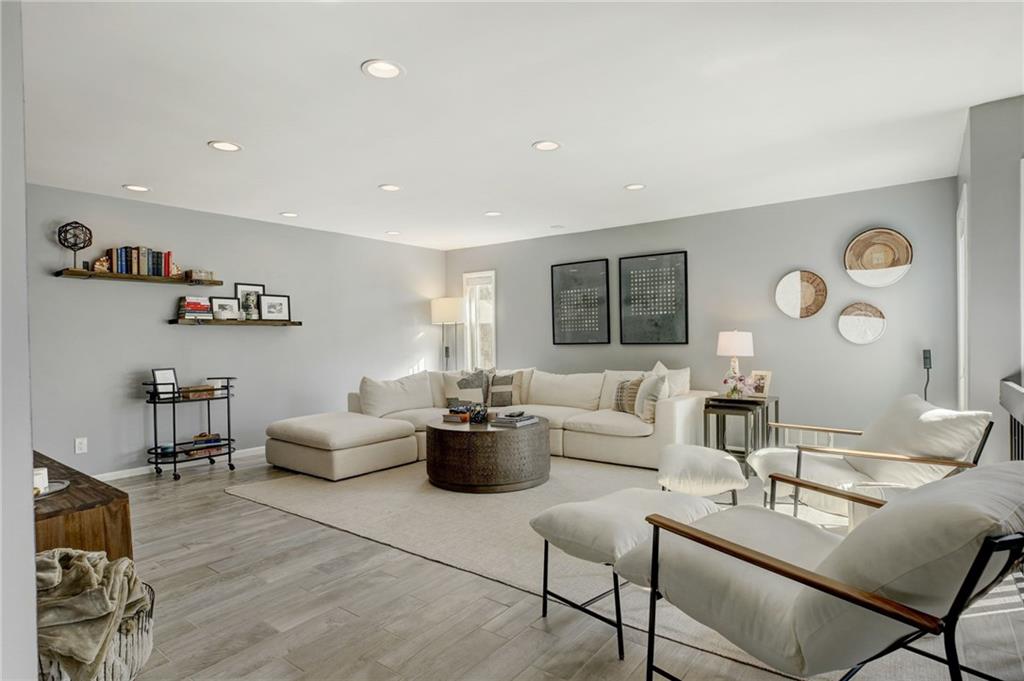 Living room featuring light wood-type flooring