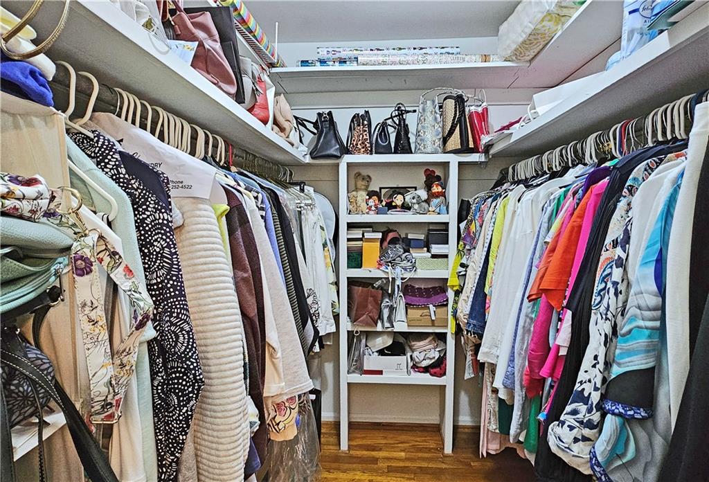 Spacious closet featuring dark hardwood / wood-style flooring