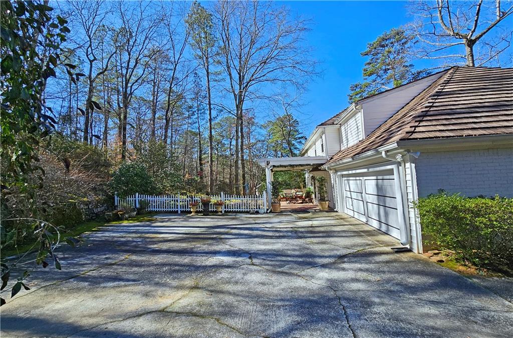 View of home's exterior with a garage