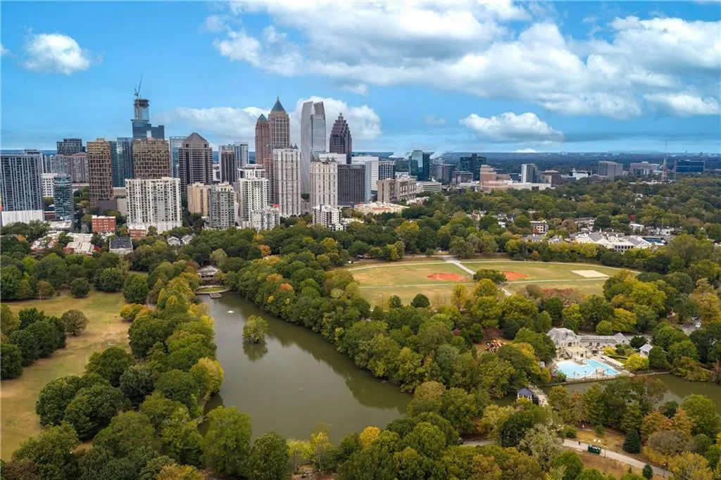 Drone / aerial view of a tree filled landscape and skyline