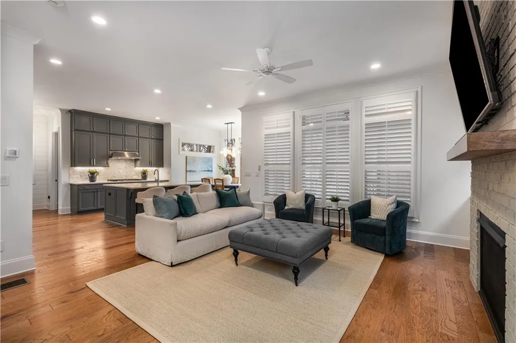 Open floor plan with 12 ft. ceilings