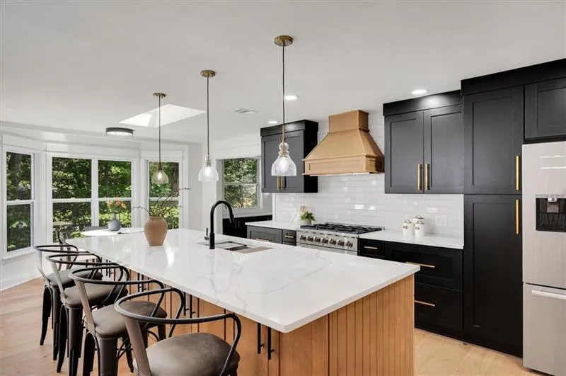 Extra deep center island with cabinetry underneath