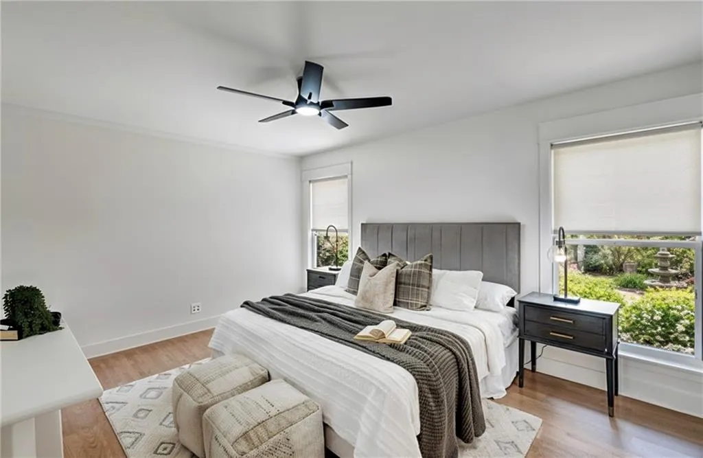 Primary suite on the main. Virtual rendering of light filtering shades.