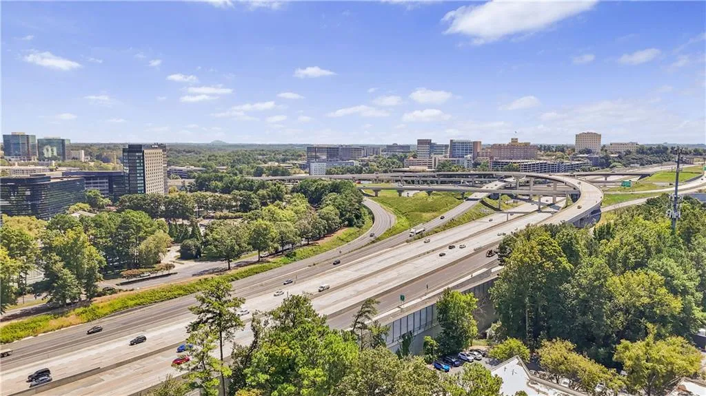 View of urban area featuring a major roadway