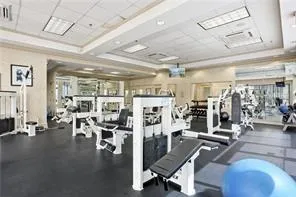 Workout area with a drop ceiling
