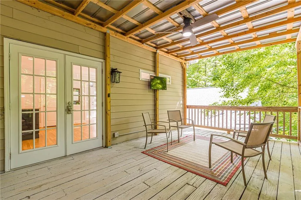 Wooden deck with french doors