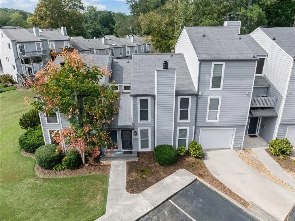 Aerial perspective of suburban area