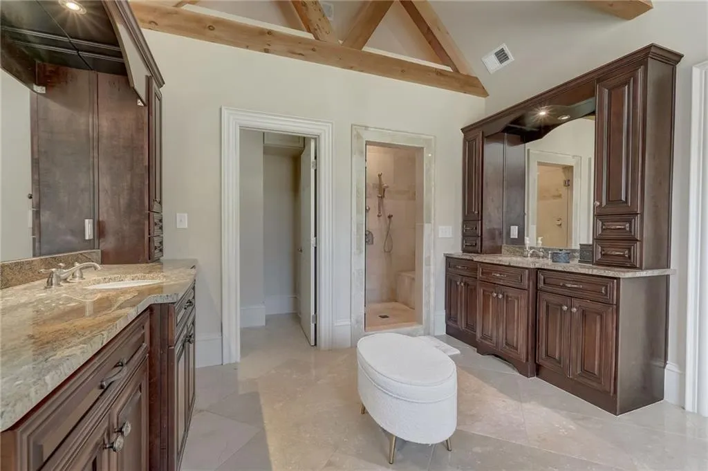 Primary bath - her vanity and shower